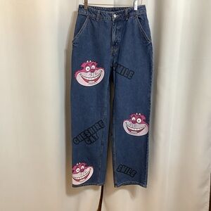 Disney Cheshire Cat Jeans Women’s Size 2 Baggy Alice In Wonderland